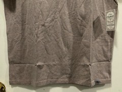 Flag & Anthem Men’s Taupe Horizontal Grey Striped Short Sleeve T-Shirt Medium