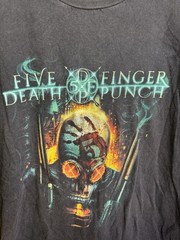 Five Finger Death Punch Band T Shirt Mens L Black Graphic Gas Mask Tee