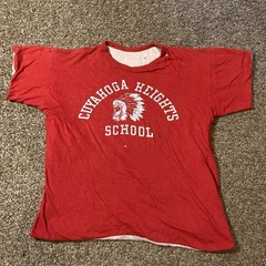 Vintage 50s 60s Double Face T Shirt Native American Cuyahoga High School Sz S