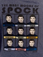 Star Trek Mens Blue The Many Moods of Spock T-Shirt Size M