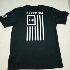 Under Armour Mens Freedom Flag T-Shirt Black Loose Fit Graphic Tee 1370810 L