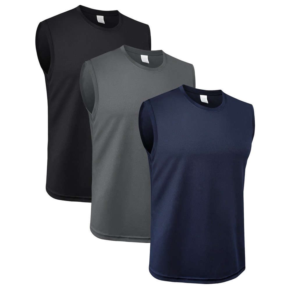 3Pack Mens Sleeveless Tank Tops Quick Dry Summer Workout Gym Fitness Shirts Cool
