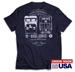 UNION-MADE IN USA – LIRR LONG ISLAND RAILROAD DIESEL SERVICE T-SHIRT PRR PENNSY