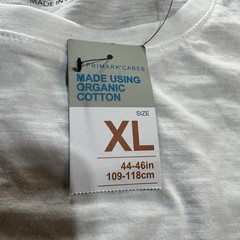 Primark white crewneck t-shirt with pleated sleeves in size XL