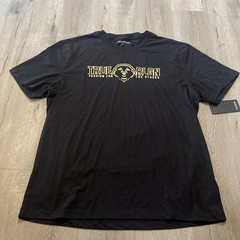 True Religion T-Shirt Men’s 3XL Black Gold Letter Casual Streetwear NWT