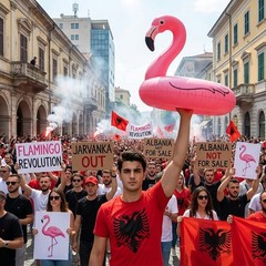 Albanian Eagle T-Shirt | Albania Flag Shirt | Flamingo Revolution Solidarity