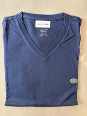 Lacoste Men’s Short Sleeve V- Neck Pima Cotton T- Shirt Navy Blue Size L/ FR 5