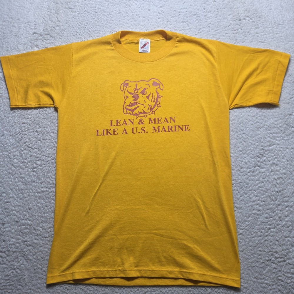 VTG 80’s US Marine Corps Bulldog Mean Like A U.S. Marine Size Medium Jerzees Tag