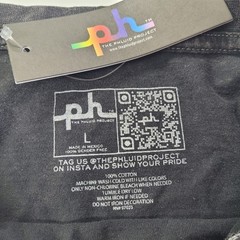 Phluid Project Graphic T Shirt Smiley Face Rainbow Unisex L Black Mineral Wash