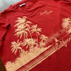 Vintage Santa Monica California Shirt Mens XL Red Oneita Tee T-Shirt USA 80s