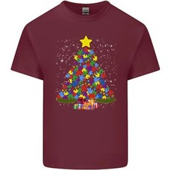 Autism Christmas Tree Autistic Awareness Mens Cotton T-Shirt Tee Top