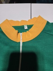 Vintage 80s L Green Yellow CYCLING RACING JERSEY SHIRT Made In Italy Acrylic