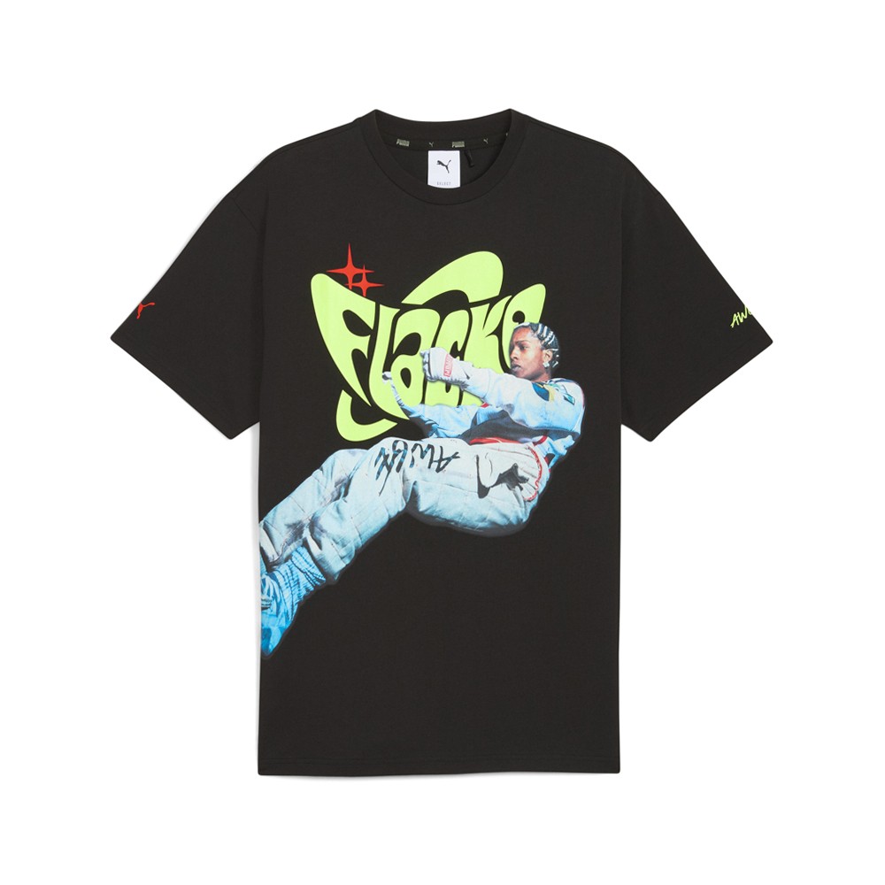 PUMA Asap Rocky Flacko Smile Graphic Crew Neck Short Sleeve T-Shirt Mens Black C