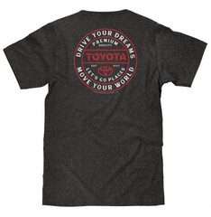 Toyota Drive Your Dreams Left Chest Front and Back Logo Mens T Shirt Charcoal