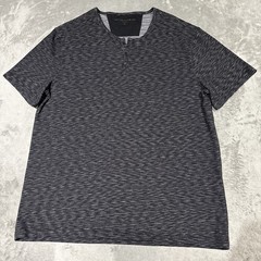 John Varvatos Henley Shirt Sz XL Black Heathered Gray Short Sleeve