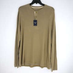 Cremieux Men’s Long-Sleeve Henley Shirt XXL Gold Gray Striped NWT $69.50