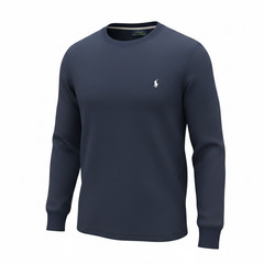Polo Ralph Lauren Waffle Knit Thermal Long Sleeve Shirt Mens Large Navy Casual