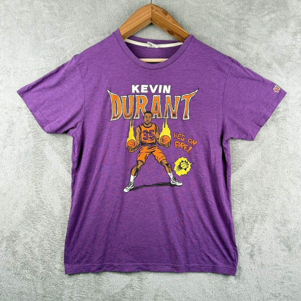 Homage Phoenix Suns Kevin Durant On Fire Comic Book T-Whirt Purple Size Large