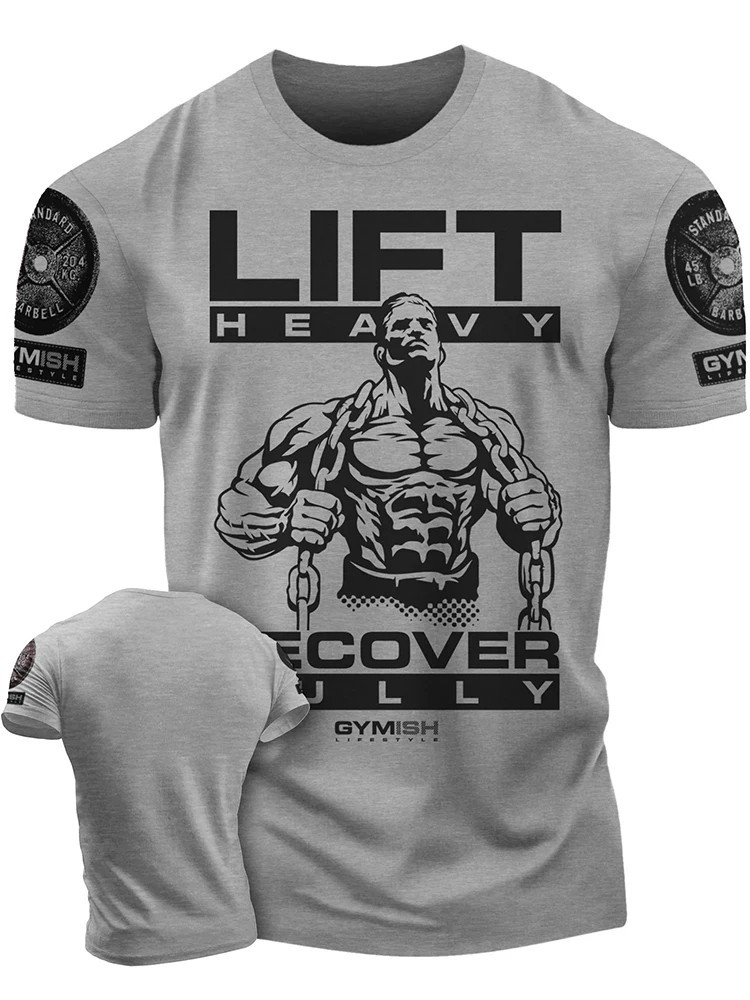 3D Printed Bodybuilding Workout T Shirt Pump Mens Muscle Gym Tee Lift Crossfit