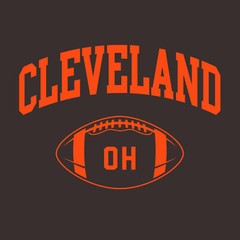 Cleveland Classic Football Arch – Sport Team Color T Shirt – Dark Chocolate