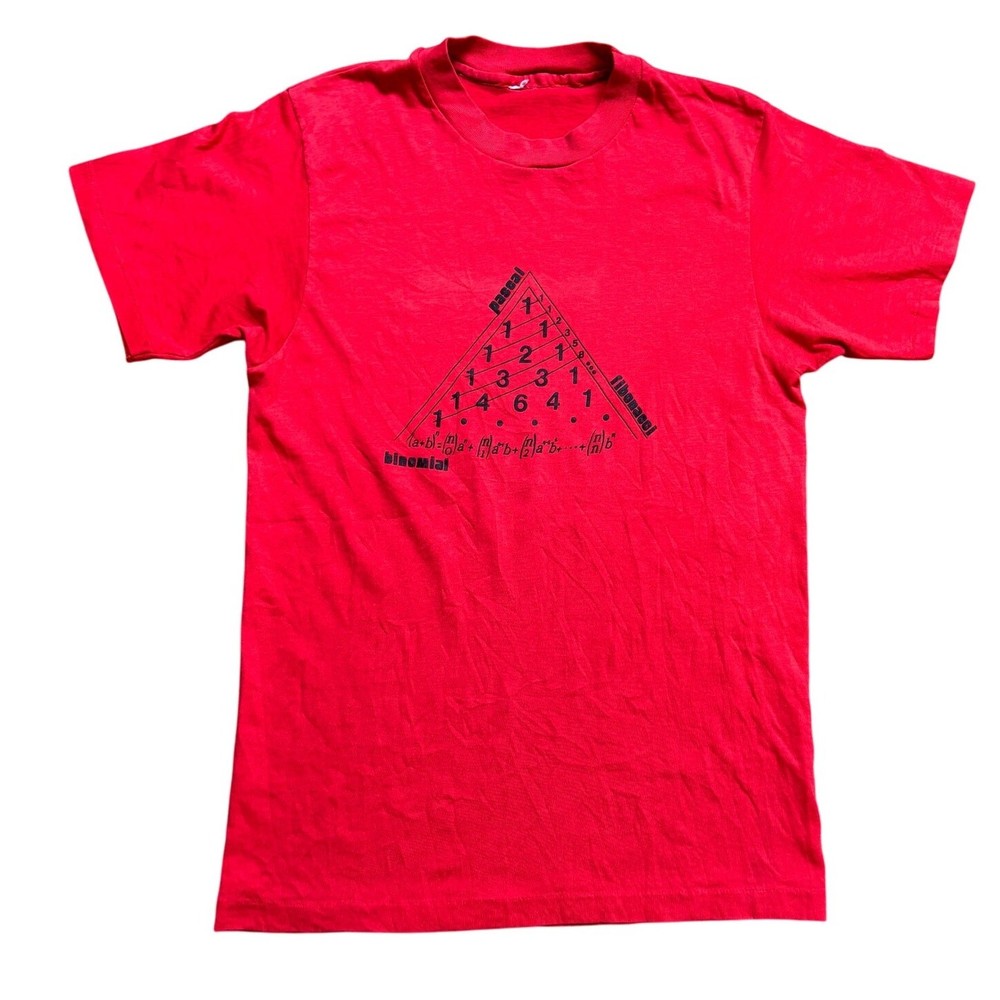 VTG Pascal Triangle Fibonacci Binomial Sequence Math Single Stitch Shirt Small
