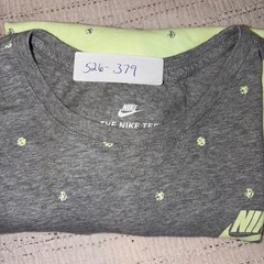 Nike Mens XL Athletic Cut T-Shirt Grey Neon Volt Tennis Ball Colorblock Logo Tee