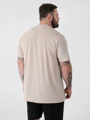 D555 Duke Big Mens Jacquard T-Shirt Stone Stripe 2XL 3XL 4XL 5XL 6XL (601919)