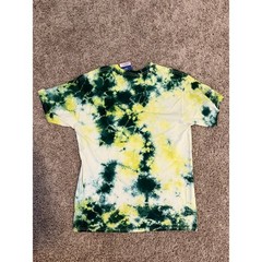 Chinatown Market Smiley Face Tie Dye T Shirt Green Yellow Graphic Streetwear (L)