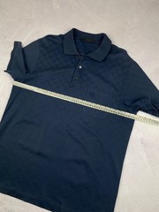 LOUIS VUITTON Men’s Damier Short Sleeve Polo Shirt Navy 100% Cotton Size L