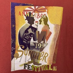 VTG Single Stitch Mens L Tshirt 1997 Ann Arbor Summer Fest Art Retro Michigan