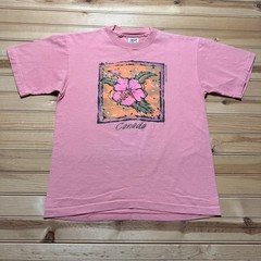 Vintage 90s Canada Hibiscus Flower Art Graphic Souvenir T-Shirt USA Made Medium