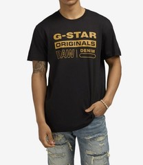 Mens G-STAR ORIGINALS RAW DENIM Graphic Tee BLACK T-Shirt XXL 100% Cotton *3F