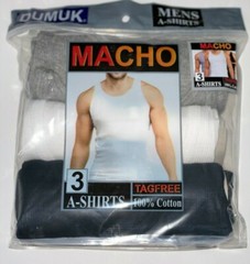 3 Pieces Men’s A-Shirt 100% Cotton Tank Top Ribbed Undershirt Black White Gray