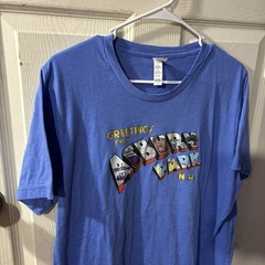 Canvas Unisex Greetings From Asbury Park NJ Graphic Blue Crew Neck T-Shirt L