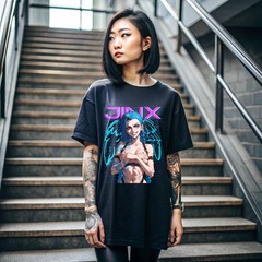Jinx Arcane T-Shirt Japanese Anime Cartoon Jinx Arcane Graphic T-Shirt 102