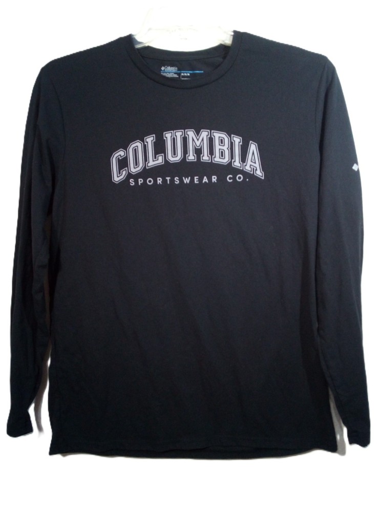 Columbia T-Shirt Men M Black Logo Crew Long Sleeve