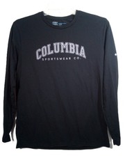 Columbia T-Shirt Men M Black Logo Crew Long Sleeve