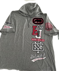 Ecko Unltd. Grey Marled S/S Logo Divison/East All City Tee W Hood Size 4XL