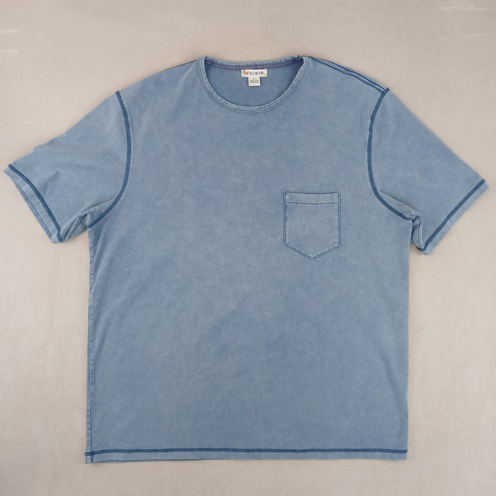 32 Bar Blues Large Mens T Shirt Pocket Stretch Boxy 23×28