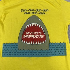Vtg Myers’s Sharkbite Liquor T Shirt 80s Sz L Single Stitch Promo Graphic USA