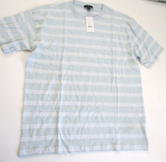 New Look Men’s Oversized Medium T-Shirt Blue/White Stripe 100% Organic Cotton