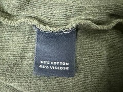 Vintage Ribbed V-Neck Shirt Men XL Minimal Olive Rayon Cotton Long Sleeve Murano