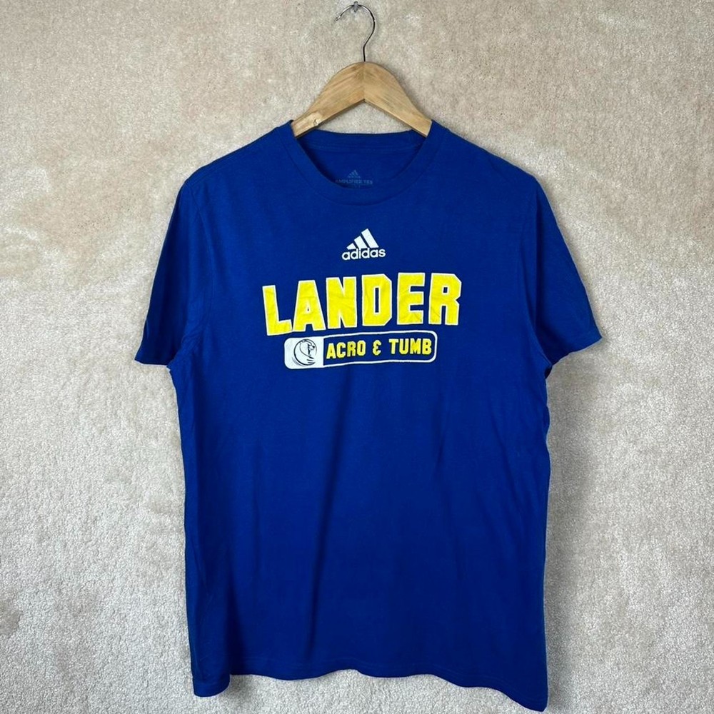 Adidas Amplifier Lander Acro & Tumb T Shirt Men’s Medium Blue Sports Athletic