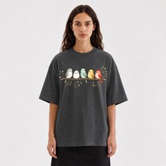 Watercolor Birds Branch T-Shirt Cute Bird Family Spring Tee