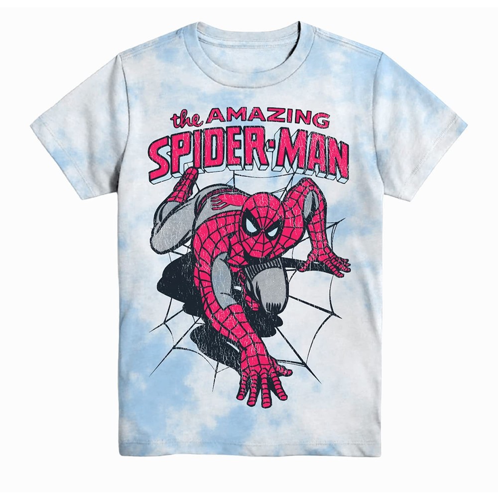 Marvel Mens Spiderman Tie-Dye Shirt – Amazing Spiderman, Spidey, Wall Crawler –