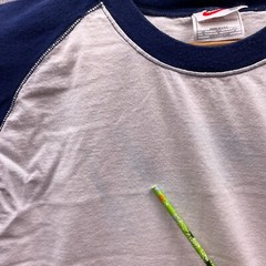 Vtg Nike White Tag T Shirt Mens XL Two Tone Navy Embroidered Logo USA SS 90s