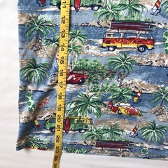 Free Planet Mens M T-Shirt Surf Board Palm Trees Beach Print Short Sleeve Cuff