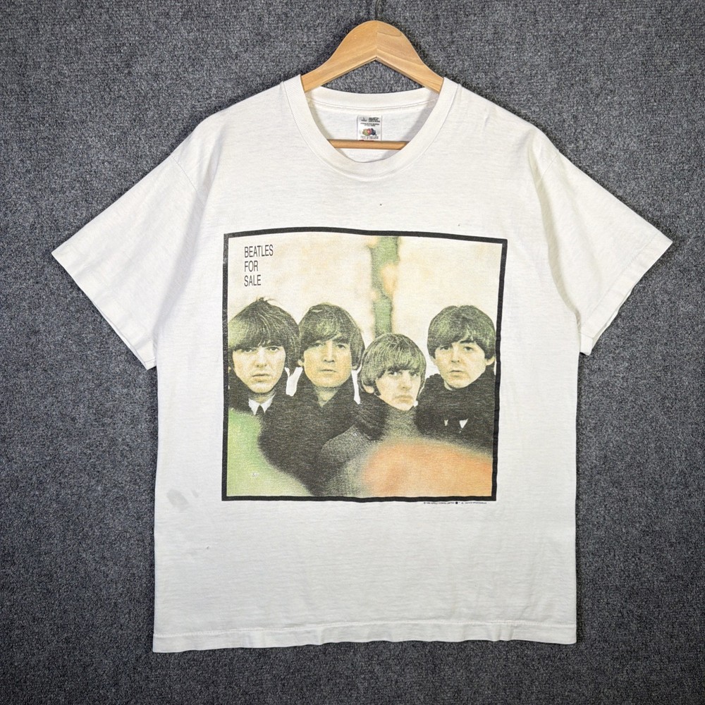 Vintage The Beatles Shirt Mens Large White 90s 1993 For Sale Portrait Art Music