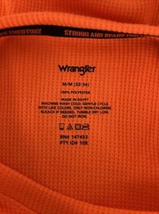 WRANGLER WORKWEAR Midweight Thermal Crew Neck Bright Orange Waffle Shirt Size M*