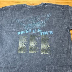 Aerosmith Shirt XL 1976 Rocks Tour Acid Wash Local Crew Grunge Metal Band Tee